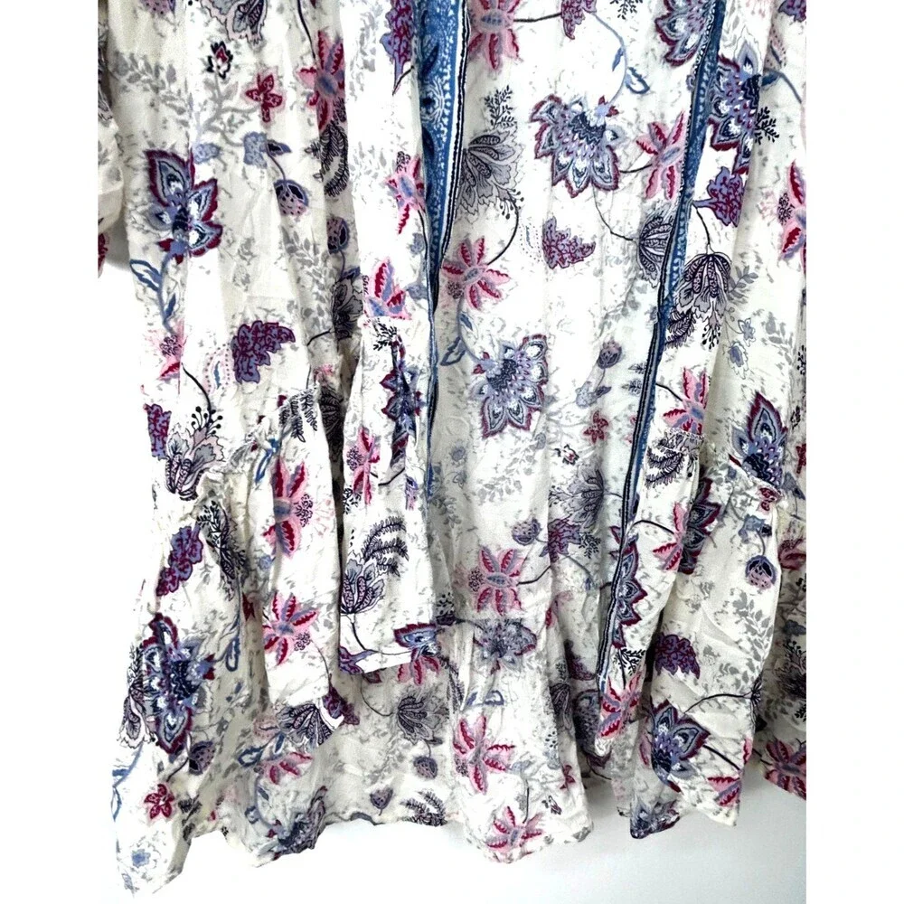Maurices Womens Floral Cream Open Front Lightweight Cardigan Kimono Sz L 1335U2 - Picture 8 of 12